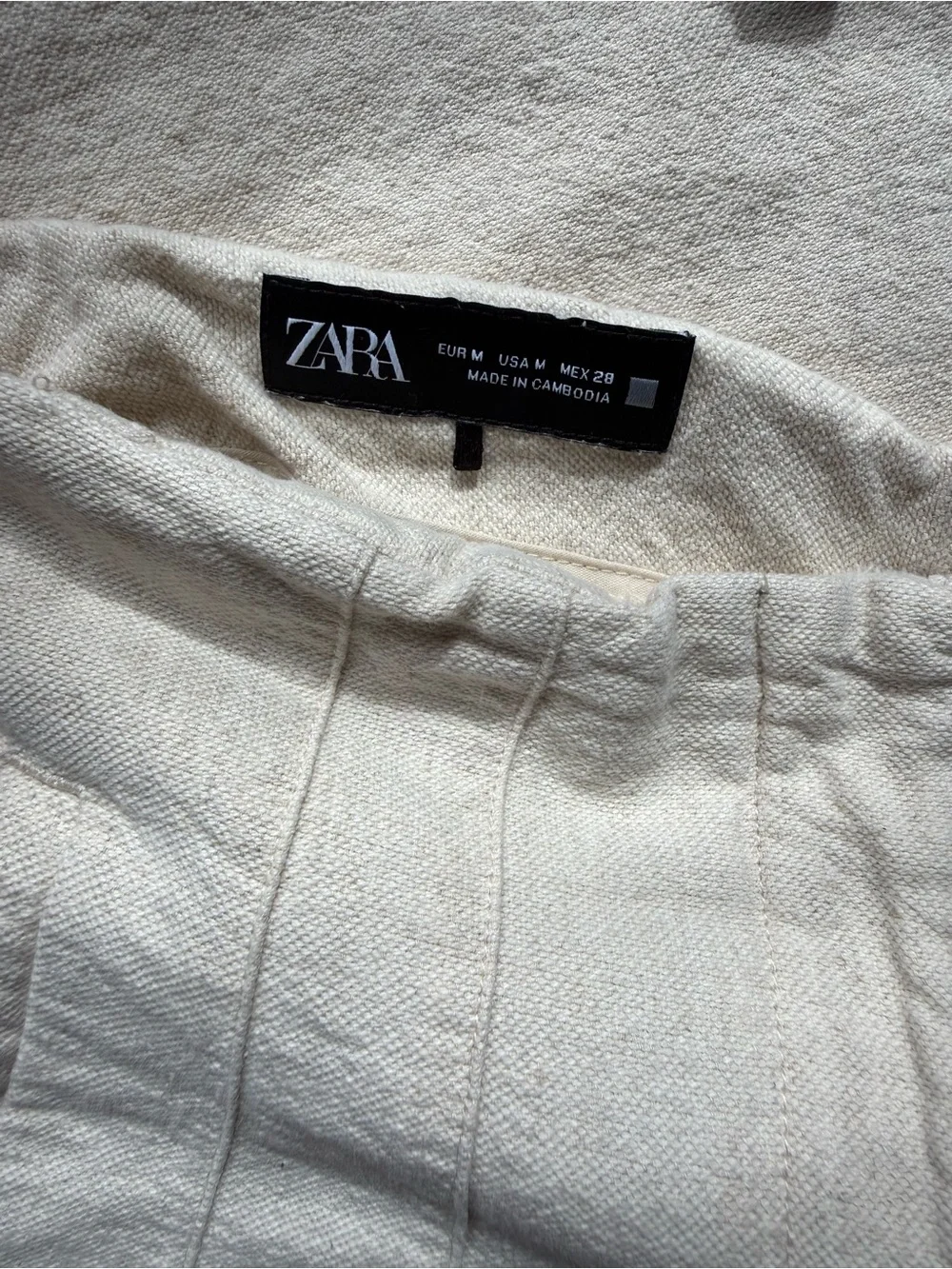 Zara Oatmeal Linen Blend Cropped Wide Leg Pants Size Medium Coastal Grandma
